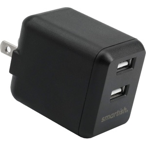 image:imageSmartish 2 Port USB Wall Charger  Charge Shack Maximum Speed 48 Amp Quick Charger Compatible with iPhone Android and All USB Devices Silk  Black24w Wall Charger
