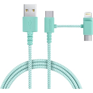 image:imageSmartish 2 in 1 USB C to USB CLightning Cable  Crown Joule  6 Ft Fabric Wrapped Fast Charging Cord  for iPhone Galaxy Pixel  100W Dual Fast Charger for PhonesLaptops  Im BlushingTeal Me More