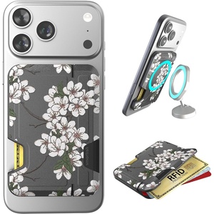image:imageSmartish MagSafe Wallet  Side Hustle Flip  Magnetic Card Holder Kickstand  Slim  Flip Finger Grip Strap Holds 3 Cards  Cash Compatible with Apple iPhone 171615141312  Black Tie AffairVery Cherry Blossom