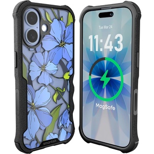 image:imageSmartish iPhone 15 Pro Max Protective Magnetic Case  Gripzilla Compatible with MagSafe Rugged Heavy Duty Grip Armor Cover wDrop Tested Protection for Apple iPhone 15 Pro Max  Black Tie AffairBlue Blossoms