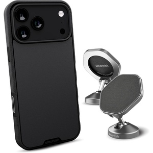 image:imageSmartish iPhone 17 Pro Max MagSafe Case  Magnetic Car Mount Bundle  Gripmunk  Mountaineer Car Mount Stick on Adhesive Phone Holder  Extra Strength Magnet Black Tie Affair