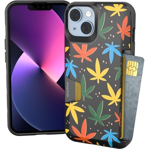 image:imageSmartish  iPhone 14 Wallet Case  Sticker Shock  Wallet Slayer Vol 1 Slim  Protective Y2K Credit Card Holder  Fits iPhone 14Funny Leaves