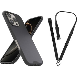 image:imageSmartish iPhone 16 Pro MagSafe Case  Crossbody Lanyard Strap  Gripmunk Protective Cover for Apple iPhone 16 Pro  Case Clinger Strap  Black Tie Affair