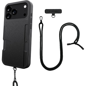 image:imageSmartish iPhone 17 Pro Max Wallet Case  Crossbody Lanyard Strap  Slim  Protective Phone Case Credit Card Holder  Detachable Shoulder Neck Strap for Apple iPhone 17 Pro Max  Black Tie Affair