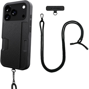 image:imageSmartish iPhone 17 Pro Wallet Case  Crossbody Lanyard Strap  Slim  Protective Phone Case Credit Card Holder  Universal Detachable Shoulder Neck Strap for Apple iPhone 17 Pro  Black Tie Affair