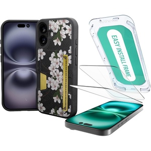image:imageSmartish iPhone 17 Wallet Case  Screen Protector Bundle  Wallet Slayer Vol 1 Tuff Sheet 2Pack Tempered Glass Screen Covers  Extra Strength 9H Glass for Apple iPhone 17  Cherry Blossom
